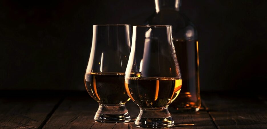 benchmark bourbon bottle and glass