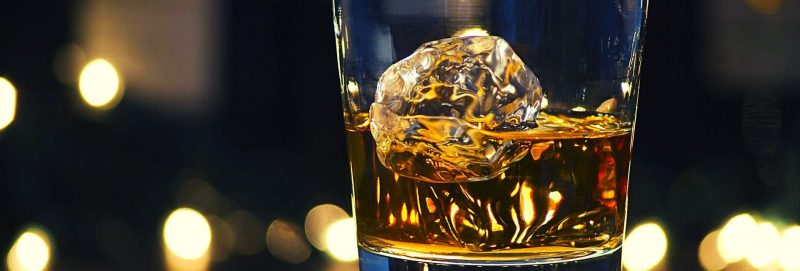 bourbon whiskey on glass
