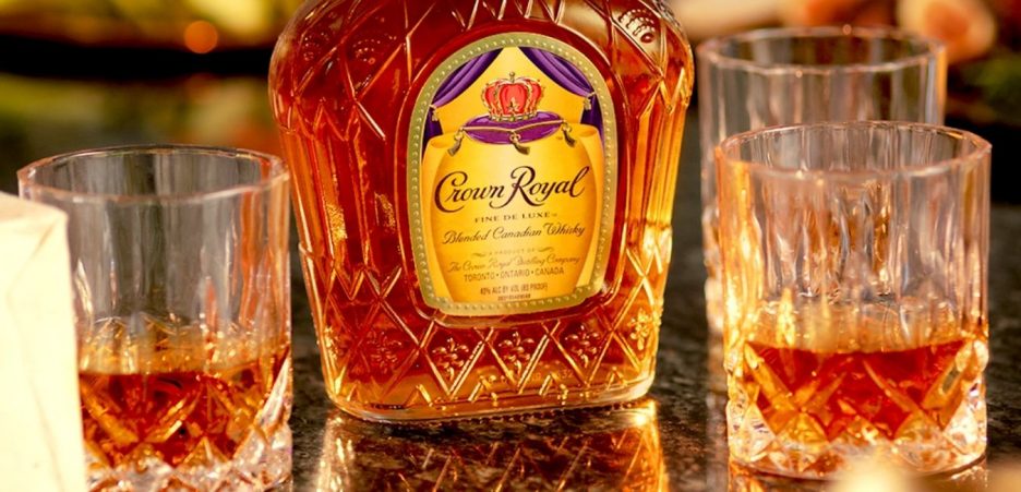 crown royal whiskey bottle and glasses