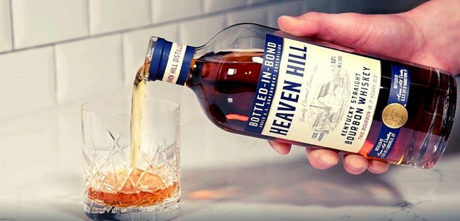 heaven hill bourbon bottle on hand