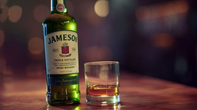 jameson irish whiskey on glass