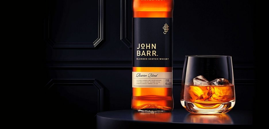 john barr scotch bottle and glass