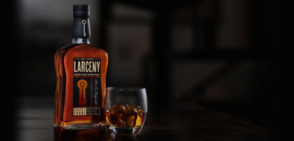 larceny whiskey bottle and glass