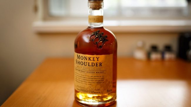 monkey shoulder blended malt scotch whisky bottle