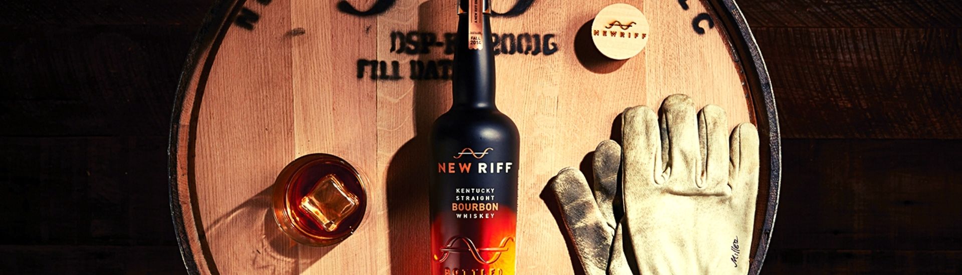 new riff kentucky straight bourbon bottle and barrels
