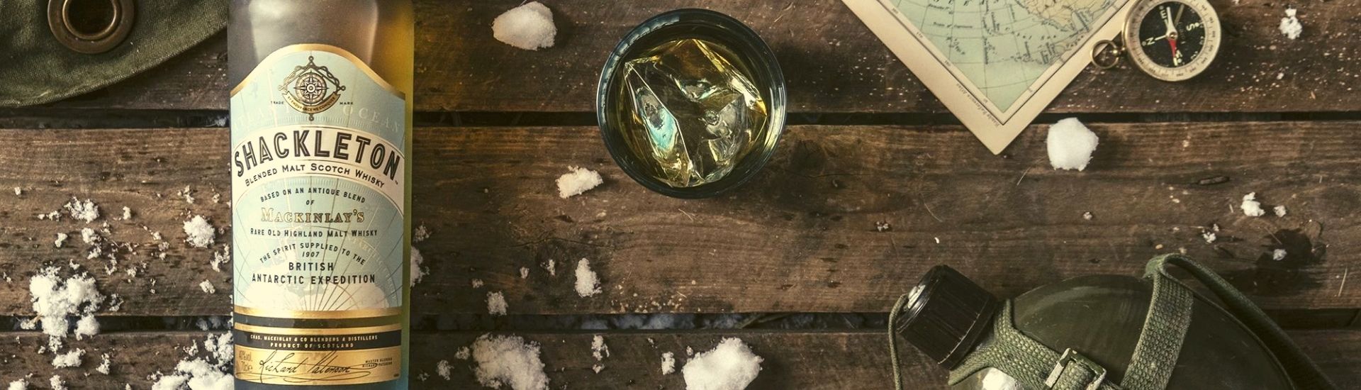 shackleton whisky bottle on table