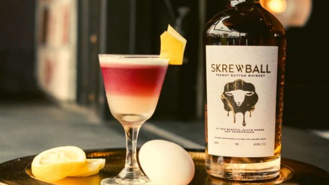 skrewball peanut butter whiskey with lemon