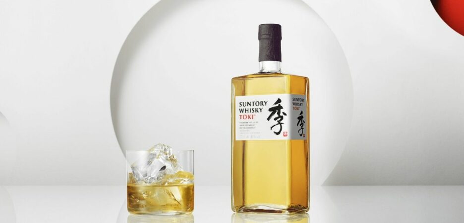 suntory toki whiskey glass and bottle