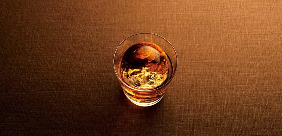 suntory toki whiskey with ice on glass