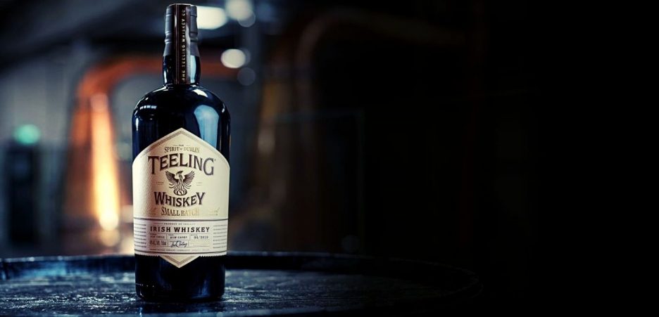 teeling whiskey small batch bottle on table