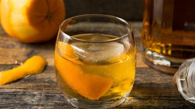 whiskey with orange slice