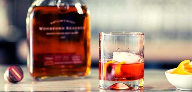 woodford reserve bourbon on glass