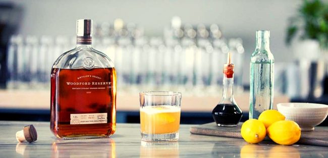 woodford reserve bourbon with lemon