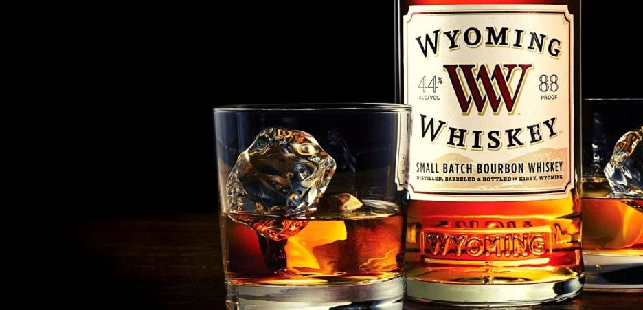 wyoming whiskey bottle and glass